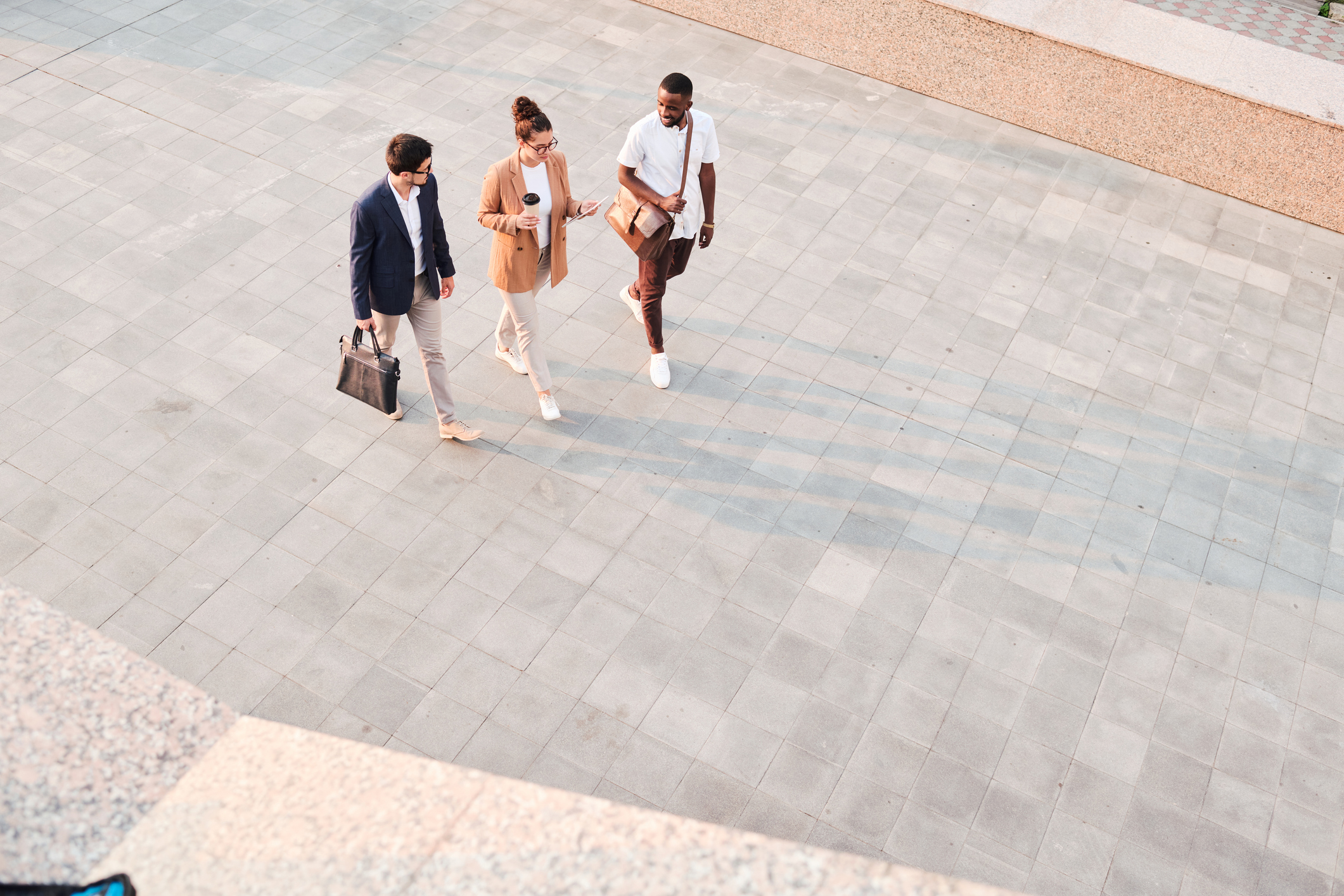 Three people walking